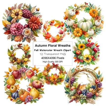 Art Joy Print Fall Wreath Clipart