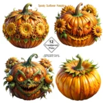 Art Joy Print Spooky Sunflower Pumpkin