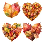 Fall Leaves Heart Clipart Bundle – Autumn Watercolor Clip Art - Image 2