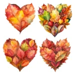 Fall Leaves Heart Clipart Bundle – Autumn Watercolor Clip Art - Image 3