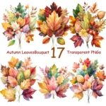 Autumn Leaves Bouquet Clipart Bundle