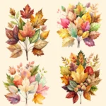 17 Autumn Leaves Bouquet Clipart Bundle – Buy Fall Foliage Clipart Images for Sublimation, Junk Journals, Greeting Cards, and Seasonal Decor - Image 3