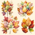 17 Autumn Leaves Bouquet Clipart Bundle – Buy Fall Foliage Clipart Images for Sublimation, Junk Journals, Greeting Cards, and Seasonal Decor - Image 2