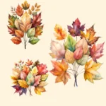 17 Autumn Leaves Bouquet Clipart Bundle – Buy Fall Foliage Clipart Images for Sublimation, Junk Journals, Greeting Cards, and Seasonal Decor - Image 4