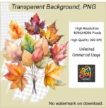 17 Autumn Leaves Bouquet Clipart Bundle – Buy Fall Foliage Clipart Images for Sublimation, Junk Journals, Greeting Cards, and Seasonal Decor - Image 5