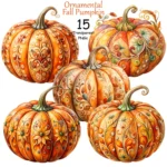 Watercolor Autumn Pumpkin Clipart