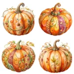 15 Watercolor Autumn Pumpkin Clipart – Buy Now Ornamental Fall Pumpkin Clip Art PNGs for Crafts, Cards, Sublimation & Seasonal Decor - Image 3