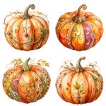 Watercolor Autumn Pumpkin Clipart Ornamental Fall Pumpkin Clip Art Buy Now PNGs Bundle for Crafts, Cards, Sublimation & Seasonal Decor - Image 3