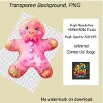 Watercolor Pink Gingerbread Man Clipart Shop Now Christmas Clipart for Holiday Crafts, Decor & Digital Designs. - Image 5