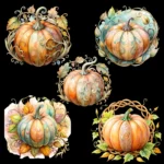 Pastel Pumpkin Clipart Set for Fall – Watercolor Soft Autumn Pumpkins Buy Now - Image 2