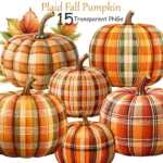 Plaid Pumpkin Autumn Fall Clipart