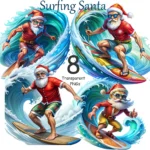 High Surfing Santa Clipart