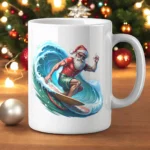 High Surfing Santa Clipart – Cool Santa Riding the Waves PNGs Buy for Christmas Crafts, Cards, and - Sublimation - Image 4