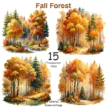 Fall Forest Watercolor Clipart