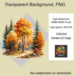 Fall Forest Watercolor Clipart, Shop Now Autumn Forest Clipart, Woodland Watercolor Graphics - Image 4