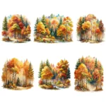 Fall Forest Watercolor Clipart, Shop Now Autumn Forest Clipart, Woodland Watercolor Graphics - Image 3