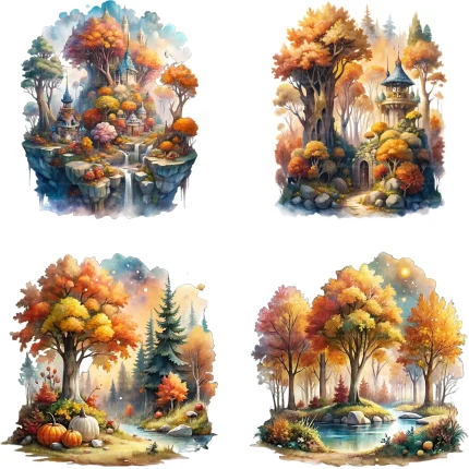 Art Joy Print Fall Magical Forest Clipart
