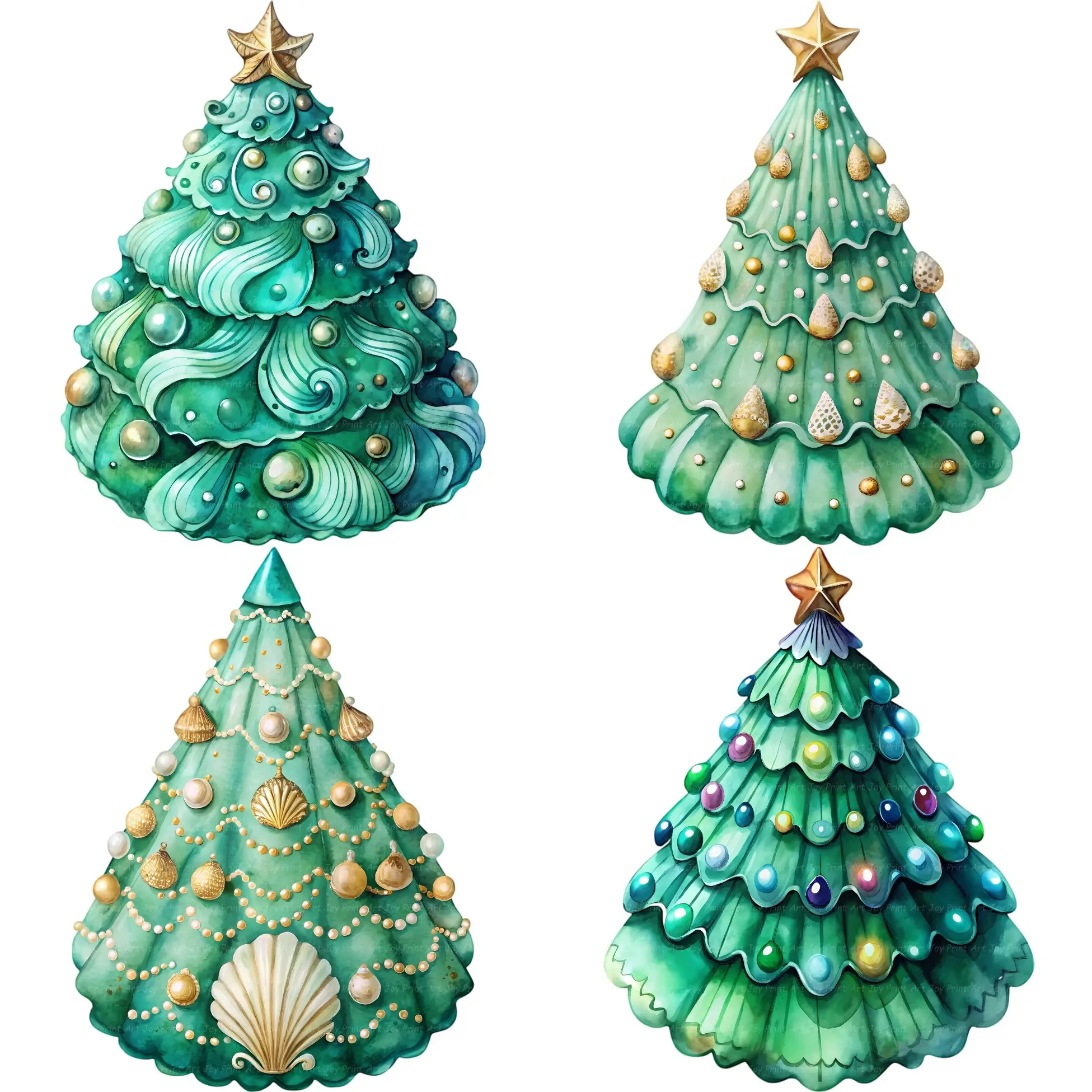 Art Joy Print Shell Christmas Tree Clipart