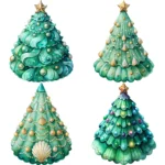 Shell Christmas Tree Clipart Bundle - Buy Now Watercolor Christmas tree Clipart for Crafts, Junk Journals, Greeting Cards, Sublimation Designs - Image 4