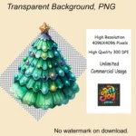 Watercolor Shell Christmas Tree Clipart