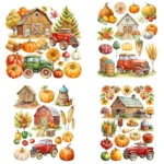 Thanksgiving Banner Clipart Bundle - Buy Watercolor Thanksgiving Clipart for Crafts, Junk Journals, DIY Greeting Cards, Sublimation Designs - Image 2