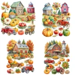 Thanksgiving Banner Clipart Bundle - Buy Watercolor Thanksgiving Clipart for Crafts, Junk Journals, DIY Greeting Cards, Sublimation Designs - Image 3