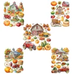 Thanksgiving Banner Clipart Bundle - Buy Watercolor Thanksgiving Clipart for Crafts, Junk Journals, DIY Greeting Cards, Sublimation Designs - Image 4