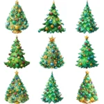 18 Gold & Gem Watercolor Christmas Tree Clipart Bundle - Buy Christmas Clipart for Crafts, Junk Journals, Cards, Sublimation Designs, and Gifts - Christmas Clipart for Crafts, Junk Journals, Cards, Sublimation Designs, and Gifts - Image 3