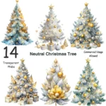 Watercolor Neutral Christmas Tree Clipart