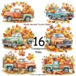 Rustic Harvest Trucks Clipart