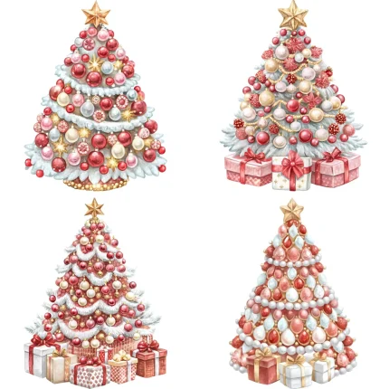 Art Joy Print Snowy Red Christmas Tree Clipart