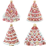 19 Snowy Red Christmas Tree Clipart Bundle | Buy Watercolor Christmas Tree Clipart for Crafts, Cards, Journals-Sublimation-Gifts - Image 3