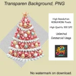 Snowy Red Christmas Tree Clipart Bundle
