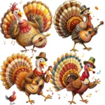 14 Singer Turkey Clipart Bundle | Thanksgiving Turkey Clipart Shop Now for Crafts & Commercial Use | Fall Seasonal Designs - Image 2