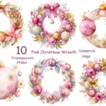 Pink Christmas Wreath Clipart