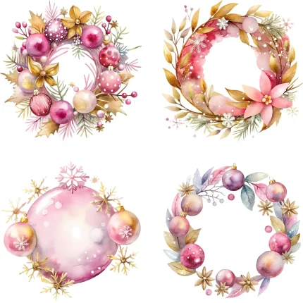 Art Joy Print Pink Christmas Wreath Clipart