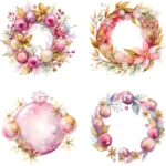 10 Pink Christmas Wreath Clipart | Watercolor Holiday Wreaths | Buy Now Pastel Christmas Decorations for Scrapbooking, Cards, & Commercial Use - Image 2