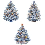 13 Frosted Christmas Tree Clipart | Buy Now Neutral Christmas Trees | Elegant Digital Art for Crafts, Journaling & DIY - Image 3