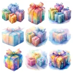 24 Watercolor Christmas Present Clipart | Buy Festive Gift Box PNGs | Holiday Digital Art for Crafts, Junk Journals, DIY Cards, Sublimation - Image 2