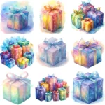 24 Watercolor Christmas Present Clipart | Buy Festive Gift Box PNGs | Holiday Digital Art for Crafts, Junk Journals, DIY Cards, Sublimation - Image 3