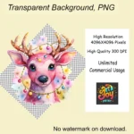 Pink Festive Reindeer Clipart