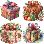20 Christmas Present Clipart Bundle | Watercolor Holiday Gift Clipart, Shop Now Christmas Gift Box PNGs Clipart - Image 2