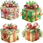 20 Christmas Present Clipart Bundle | Watercolor Holiday Gift Clipart, Shop Now Christmas Gift Box PNGs Clipart - Image 3