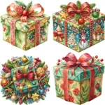 20 Christmas Present Clipart Bundle | Watercolor Holiday Gift Clipart, Shop Now Christmas Gift Box PNGs Clipart - Image 4