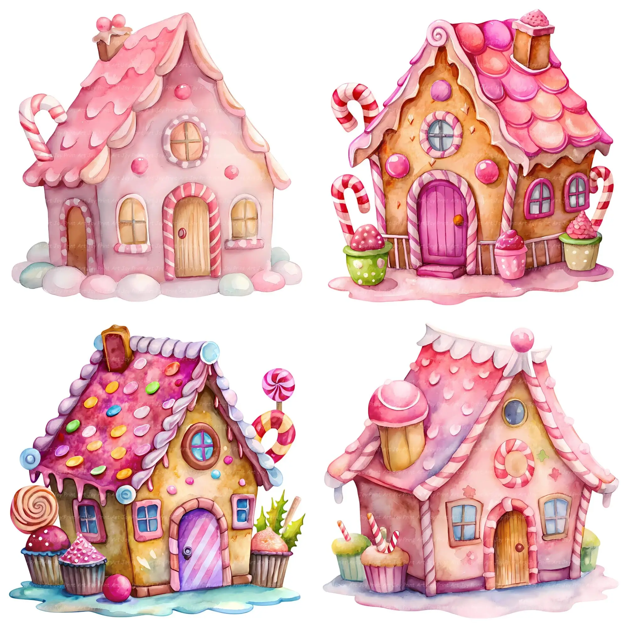 Art Joy Print Pink Gingerbread House Clipart