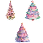 15 Pink Watercolor Christmas Tree Clipart Bundle | Elegant Holiday Tree | Buy Festive Clipart for Crafts, Cards, Junk journal - Image 3