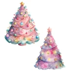 15 Pink Watercolor Christmas Tree Clipart Bundle | Elegant Holiday Tree | Buy Festive Clipart for Crafts, Cards, Junk journal - Image 4