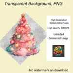 15 Pink Watercolor Christmas Tree Clipart Bundle | Elegant Holiday Tree | Buy Festive Clipart for Crafts, Cards, Junk journal - Image 5