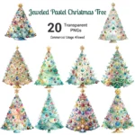 Jeweled Pastel Christmas Tree Clipart