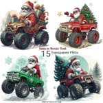 Santa Monster Truck Clipart